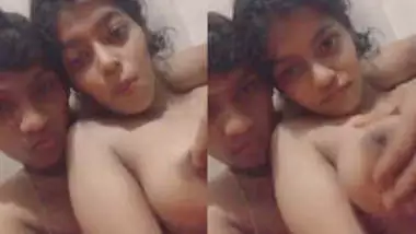Indian BF playing with boobs of GF on cam