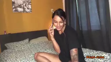 desi slut is on the phone with her boyfriend...