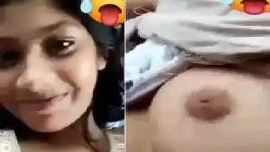 Girlfriend boobs show to lover on a video call